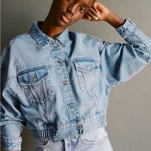 NEW ZARA Women’s Denim/Jean Bomber Jacket Cropped Size Small